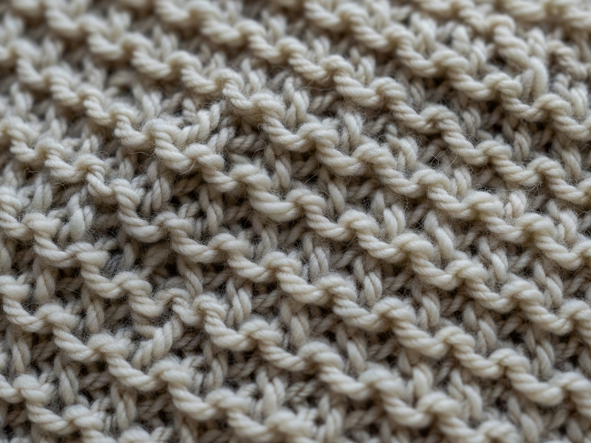 Close detail of a wool knit surface showing its natural loops and texture